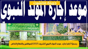 رسميًا 3 أيام إجازة.. موعد المولد النبوي الشريف 2025 للموظفين والقطاع الخاص 1